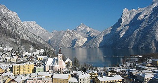 Ebensee village in winter.